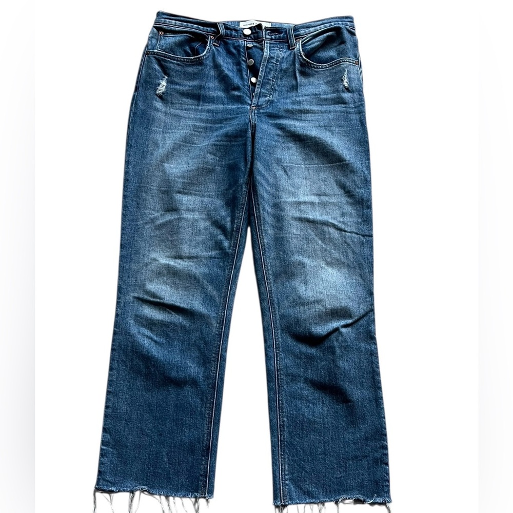 Aritzia Denim Forum The Arlo High Rise Straight Jeans Raw Hem Size 30 - Picture 5 of 14